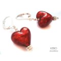 Heart of Murano Earrings - Deep Red-