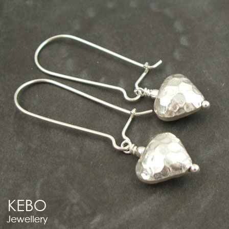 Love Struck Earrings-sterling, heart, pure, earrings, karen hill tribe, silver, hill tribe, thailand