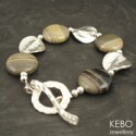 Stepping Stones Bracelet-Silver Leaf Jasper, Karen Hill Tribe, Silver, bracelet, handmade, UK, handcrafted, kebo, jewellery, sterling

